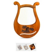 19 String Lyre Harp Mahogany Music Instrument with Spare Strings Tuning Wrench